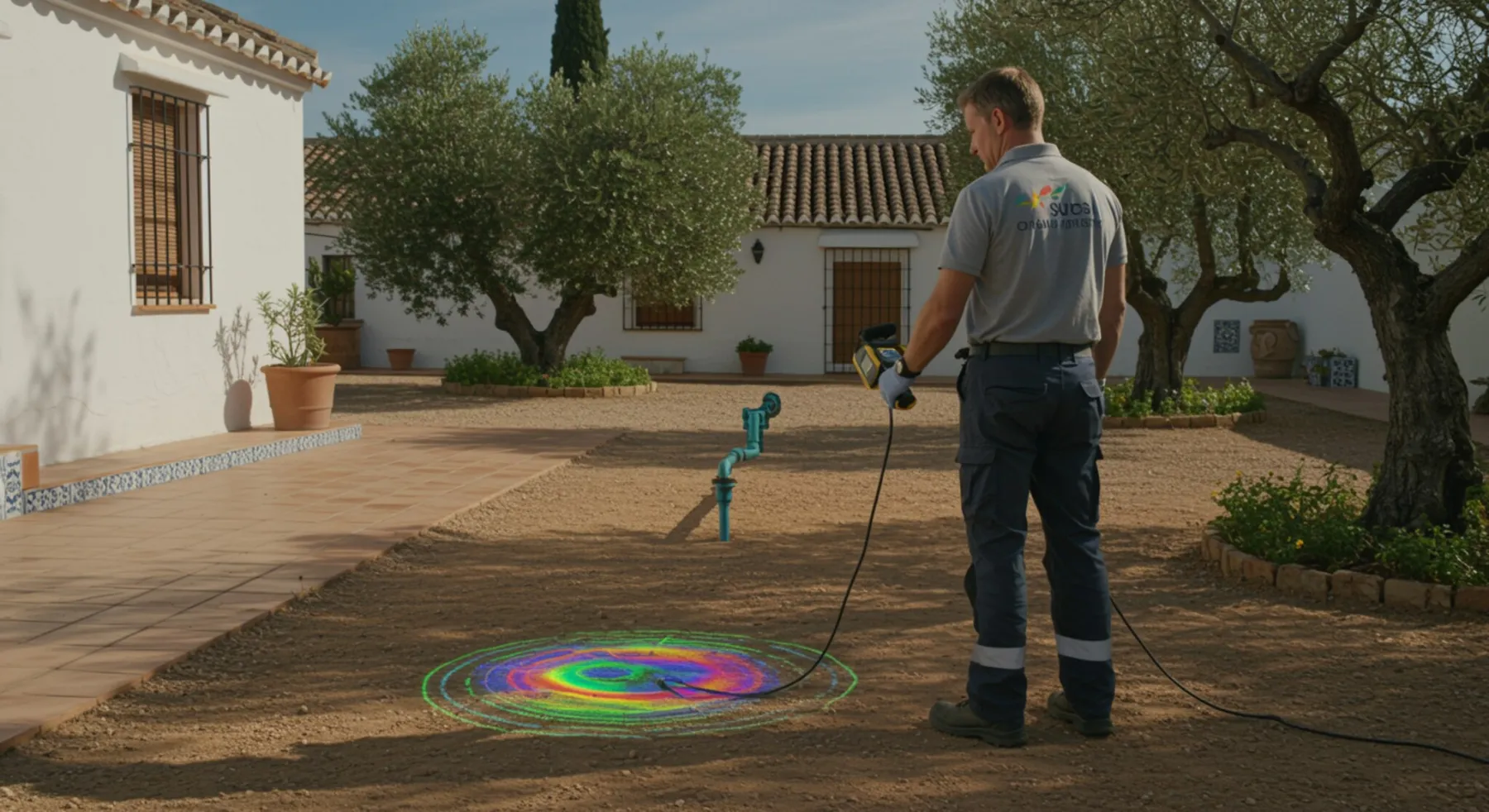 imagen26 2 "Técnico de detección de fugas de agua en Andalucía utilizando tecnología avanzada sin invasión para localizar tuberías subterráneas en un entorno mediterráneo."